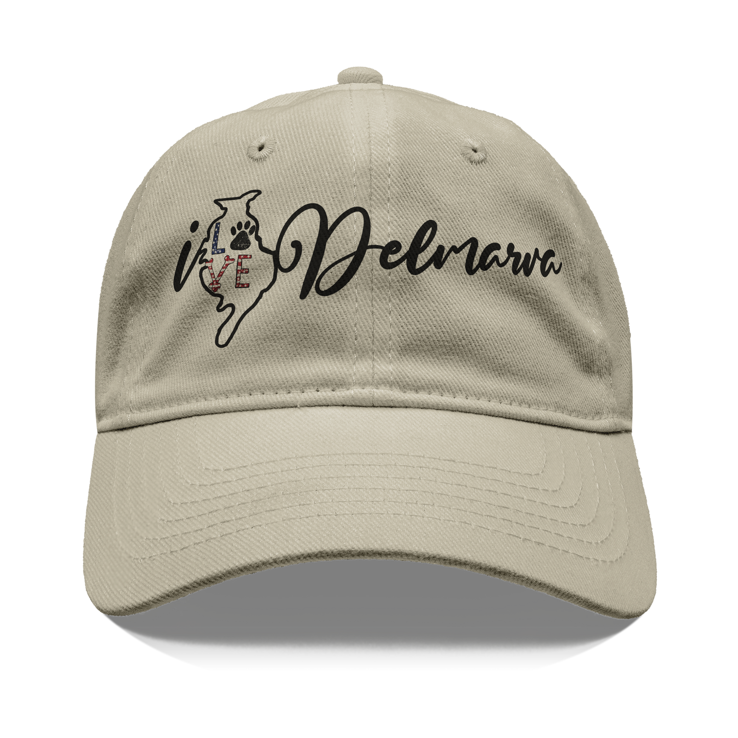 i_Love_Delmarva_hat_Front_Khaki_Mockup.png